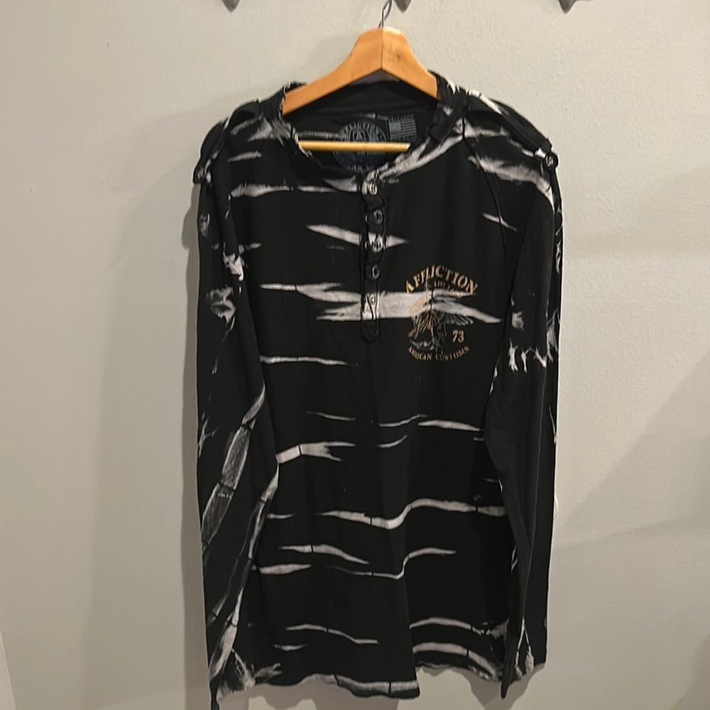 Affliction Black and White Long Sleeve Tee